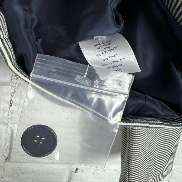 TALBOTS The Jackie Fit Navy/Linen Striped Button Down 4 button Blazer Size 12 - Picture 7 of 10